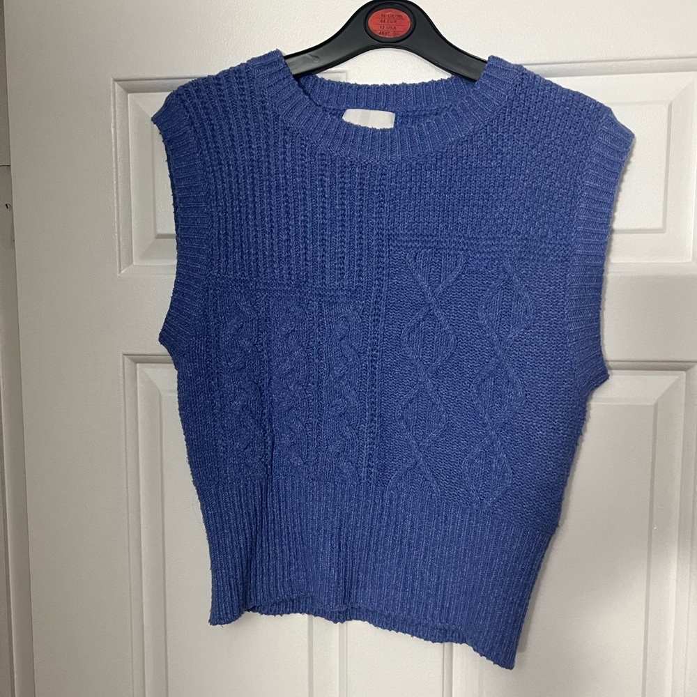 blue crop sweater vest